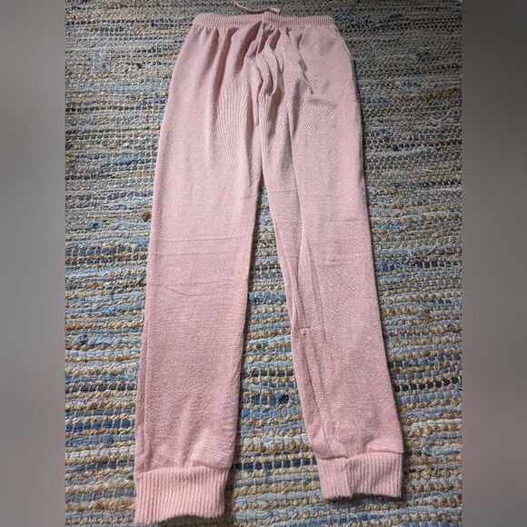 Peach Pink Joggers S Athleisure Cozy Loungewear Drawstring Soft Knit Casual - Picture 8 of 8